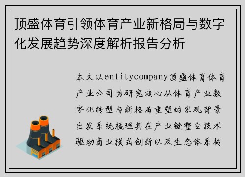 顶盛体育引领体育产业新格局与数字化发展趋势深度解析报告分析 顶盛体育引领体育产业新格局与数字化发展趋势深度解析报告分析
